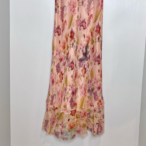 vtg JONATHAN MARTIN 100% Silk Parsley Floral Midi Dress. Size Medium - Picture 8 of 10